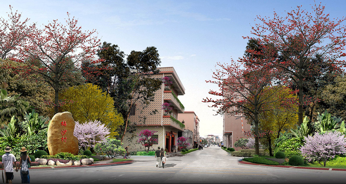 洪梅镇梅沙村特色村庄塑造工程项目整体规划入口大门效果图